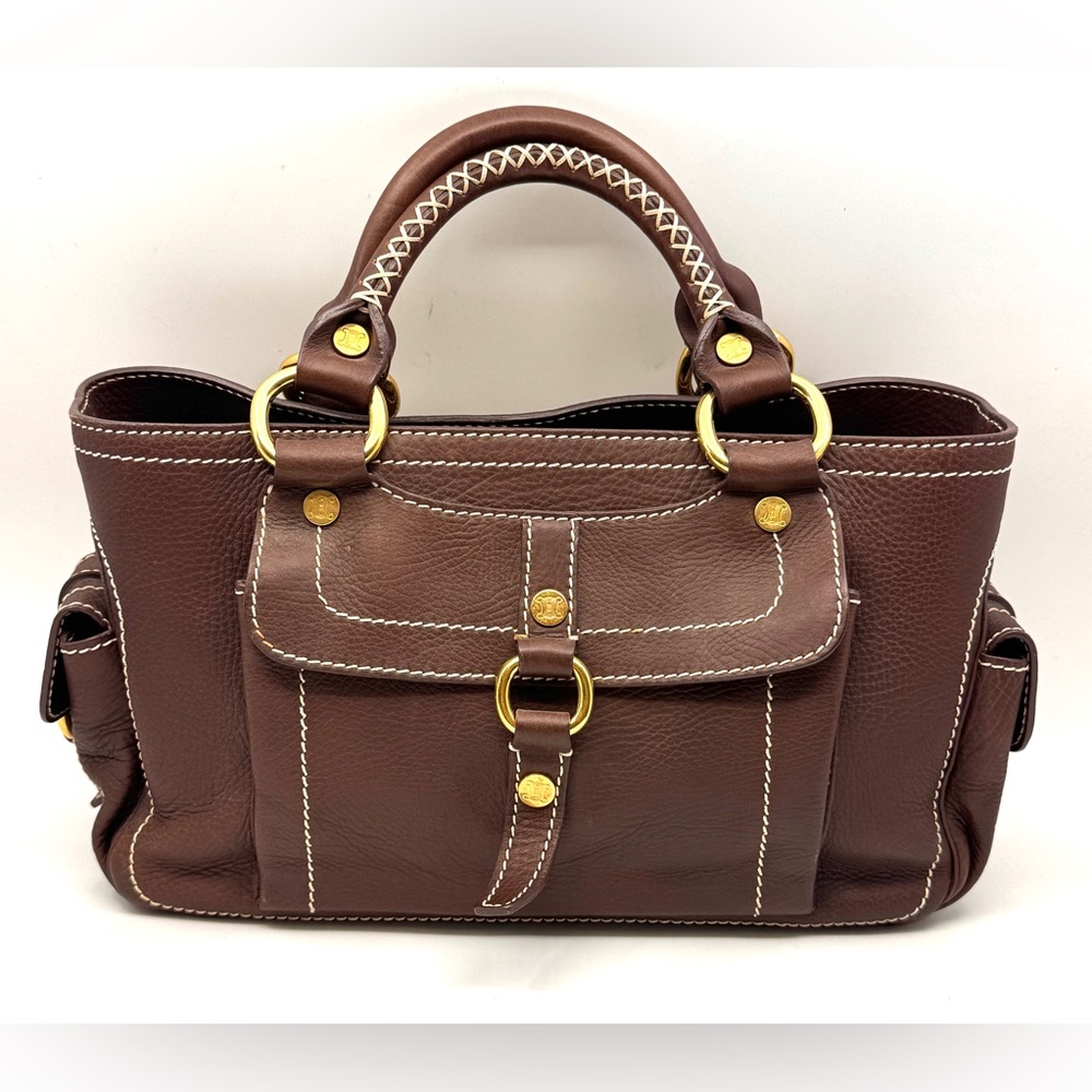 Authentic Celine Boogie HandBag Brown color Leather